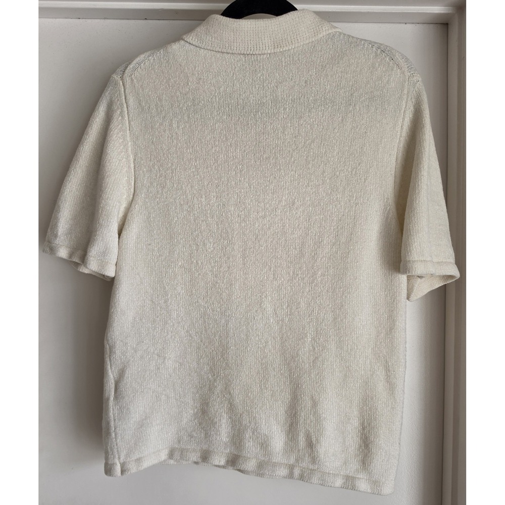 Sandro Women's Polo Shirt Cream Wool Blend Made in Italy - Picture 2 of 5